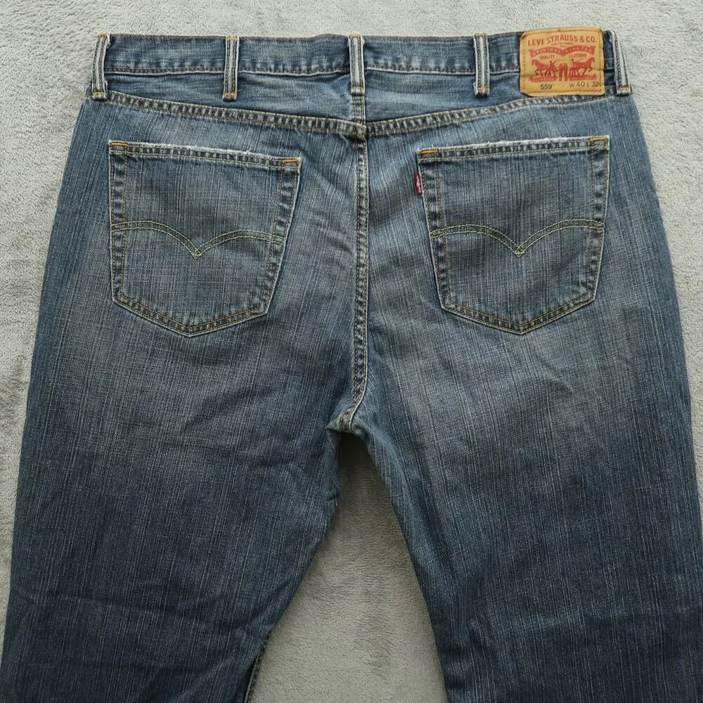 Levi's 559 Jeans Mens Size 40x32 Blue Relaxed Straight 100% Cotton Denim Pants